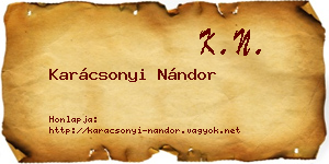 Karácsonyi Nándor névjegykártya