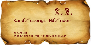 Karácsonyi Nándor névjegykártya